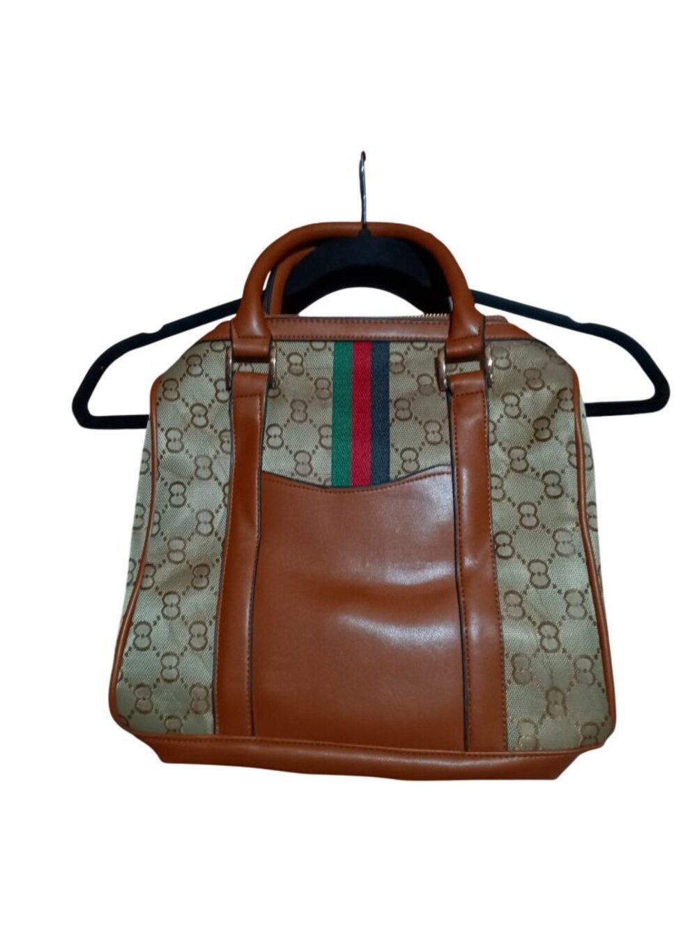 NWOT Monogram Canvas Handbag With Web Stripe